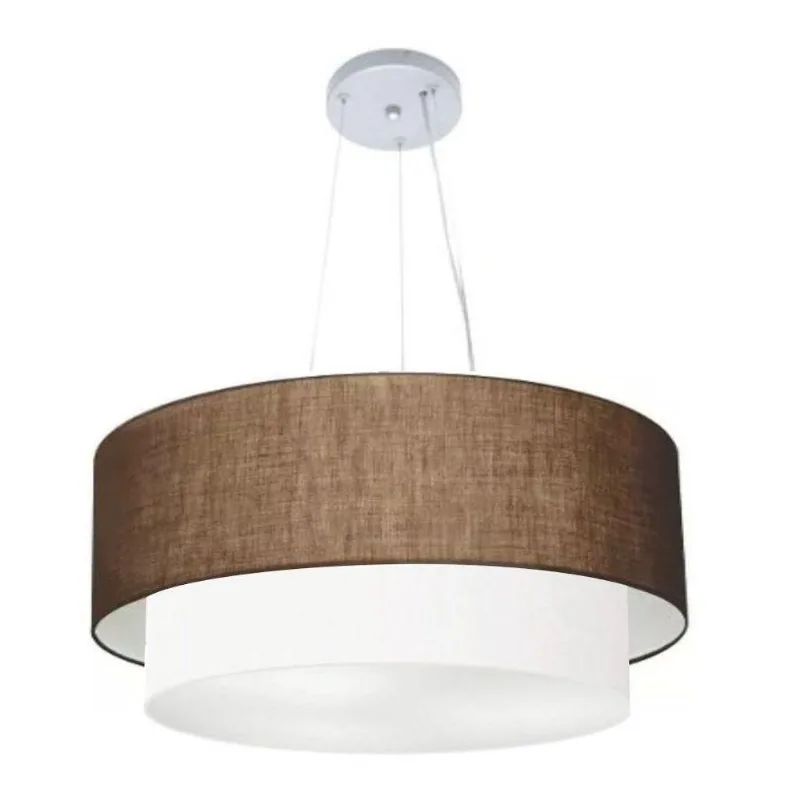 Lustre Duplo Cilíndrico Md-4082 60x50cm Bivolt Café Branco - Vivare Brasil Iluminação