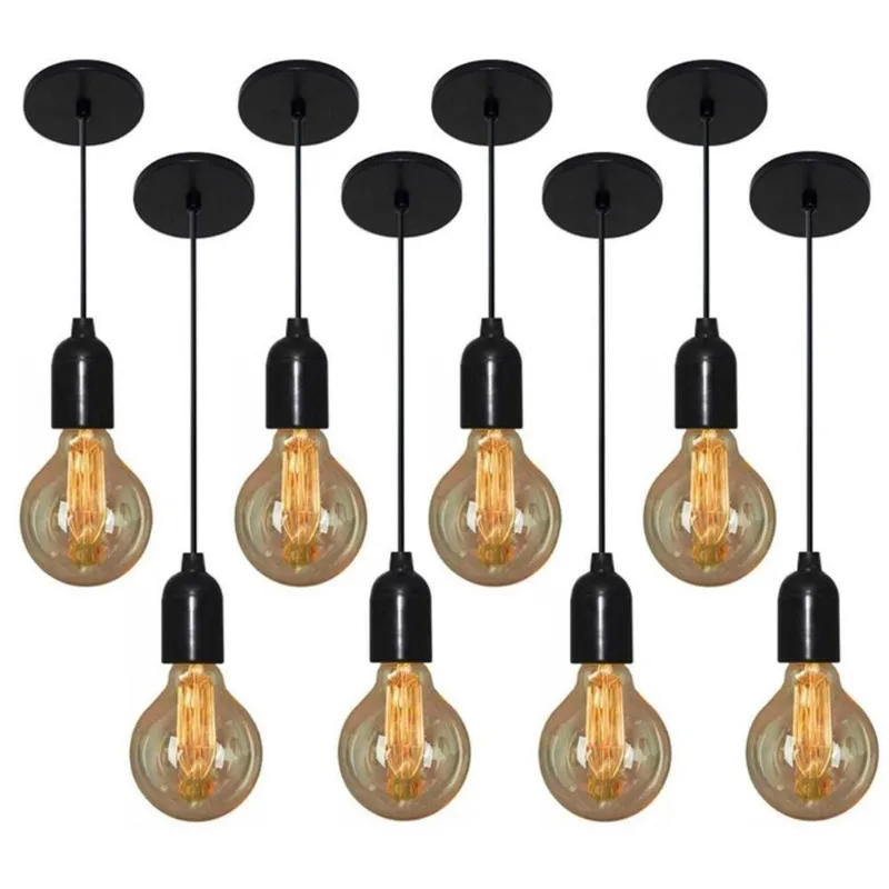Kit 8 Lustre Luminária Md-4149 Suporte para Lâmpada Bivolt - Vivare Brasil Iluminação