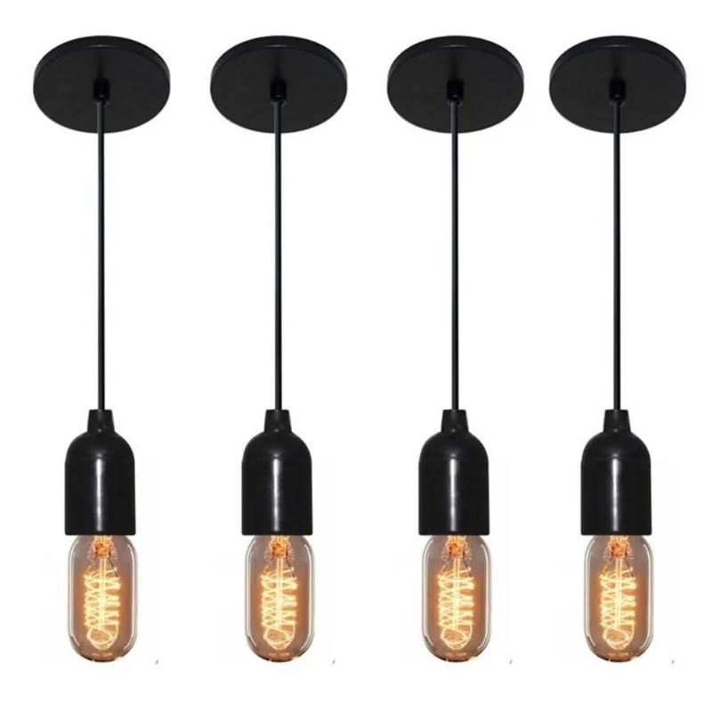 Kit 4 Luminária Lustre Retro Md-4149 Suporte Lâmpada Bivolt - Vivare Brasil Iluminação