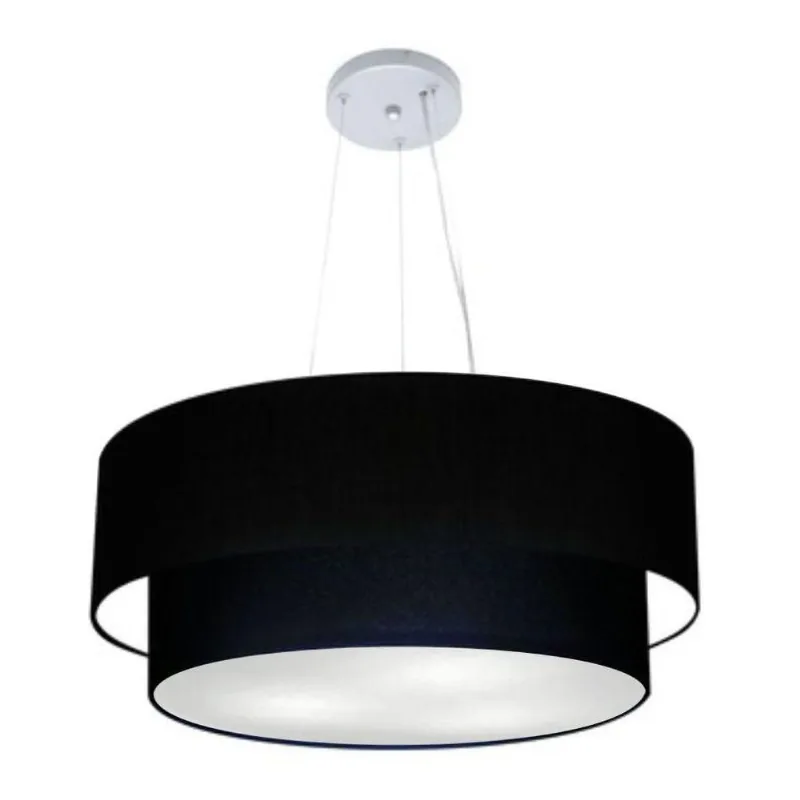 Lustre Duplo Cilíndrico Md-4082 60x50cm Bivolt Preto - Vivare Brasil Iluminação