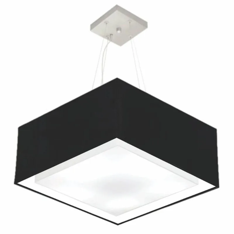 Lustre Pendente Duplo Quadrado 25/50x50cm Preto Bivolt