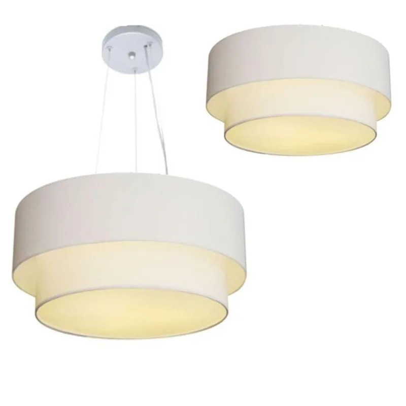 Plafon e Pendente Duplo Cilíndrico Md-3017 Md-4061 Branco - Vivare Brasil Iluminação