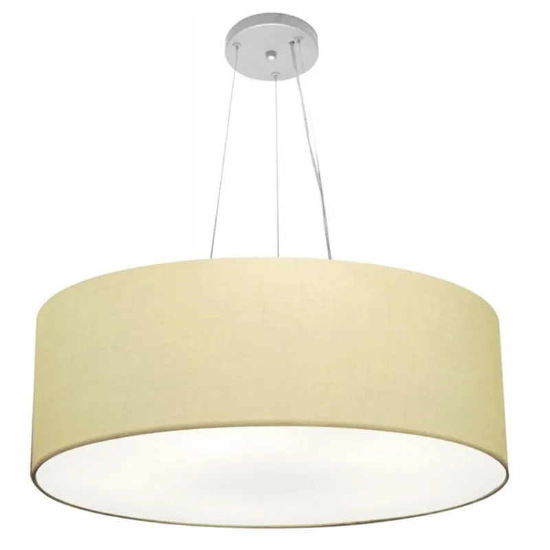 Kit 3 Lustre Cilíndrico Md-4010 60x21cm Algodão Crú Bivolt - Vivare Brasil Iluminação