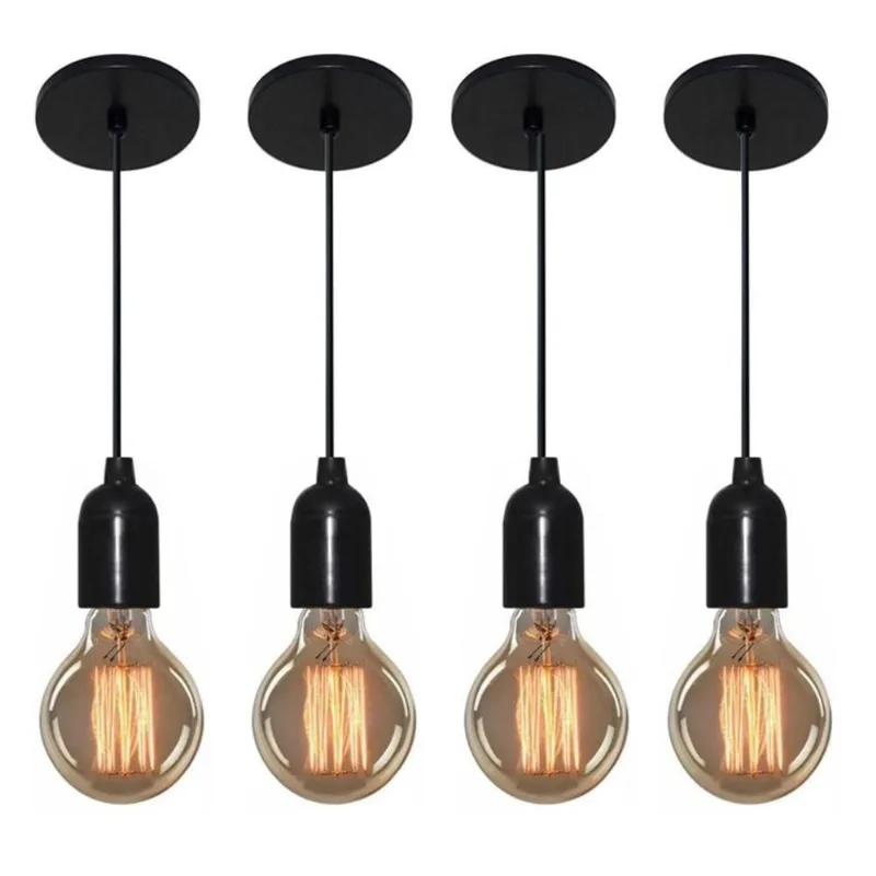 Kit 4 Lustre Luminária Md-4149 Suporte para Lâmpada Bivolt - Vivare Brasil Iluminação