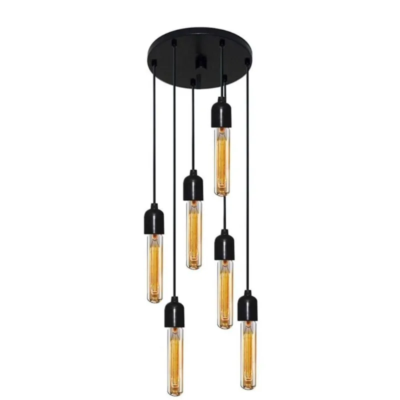 Luminária Pendente Retro Md-4162 6 Suporte Lâmpada Bivolt