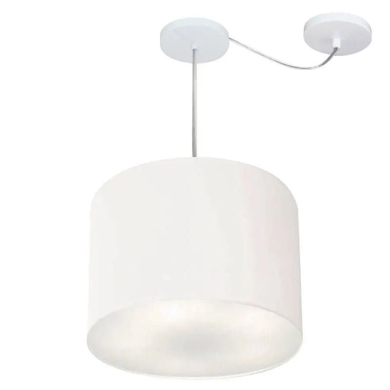 Lustre Pendente MD-4258 Cúpula em Tecido 40x30CM com Desvio de Centro Branco Vivare Brasil Iluminação Lustre Pendente MD-4258 Cúpula em Tecido 40x30CM com Desvio de Centro Branco Vivare Brasil