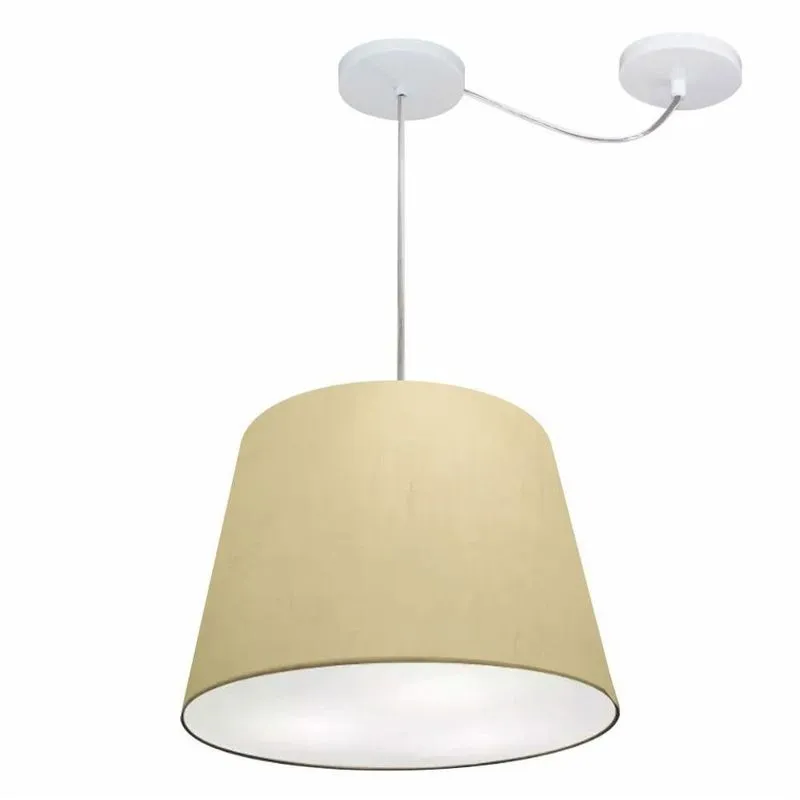 Lustre Pendente Cone Com Desvio Md-4280 Cúpula 30/30x40cm Algodão Crú - Bivolt