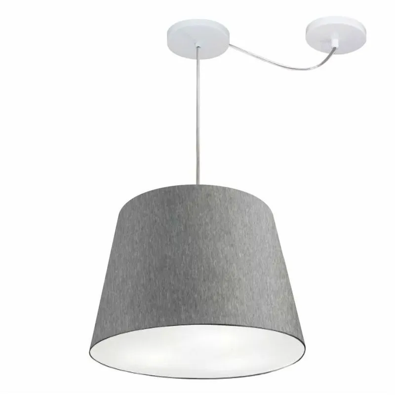 Lustre Pendente Cone Com Desvio Md-4280 Cúpula 30/30x40cm Rustico Cinza - Bivolt