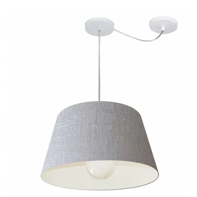 Lustre Pendente MD-4273 Cúpula em Tecido, Fio Ajustável 300cm, Rústico Cinza Vivare Brasil