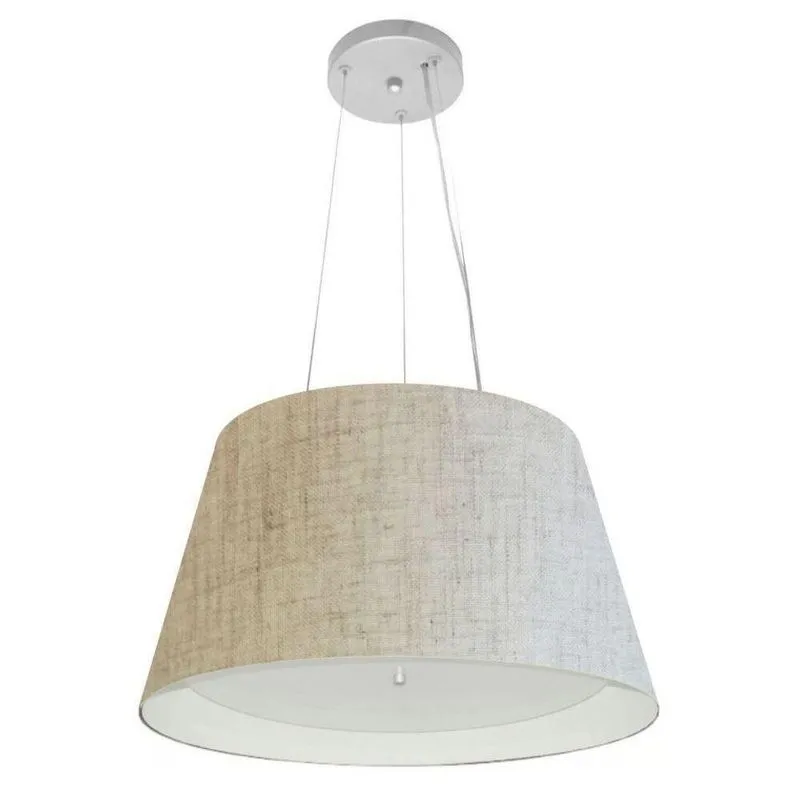 Lustre Pendente MD-4119 Cúpula em Tecido Cone Pequeno Bivolt Rústico Bege - Branco Vivare Brasil