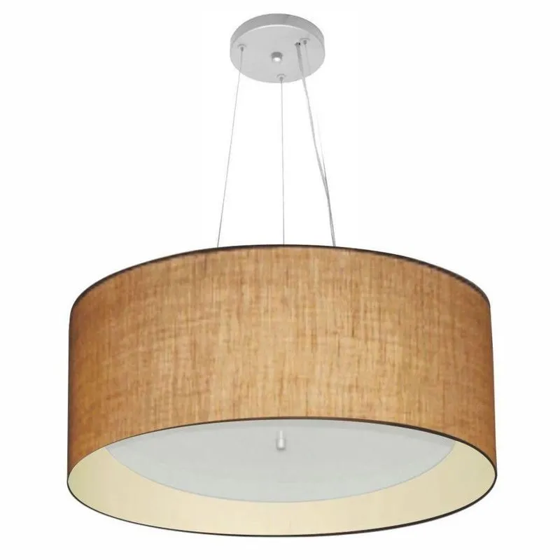 Lustre Pendente Cilíndrico Md-4145 50x25cm Palha Bege Bivolt