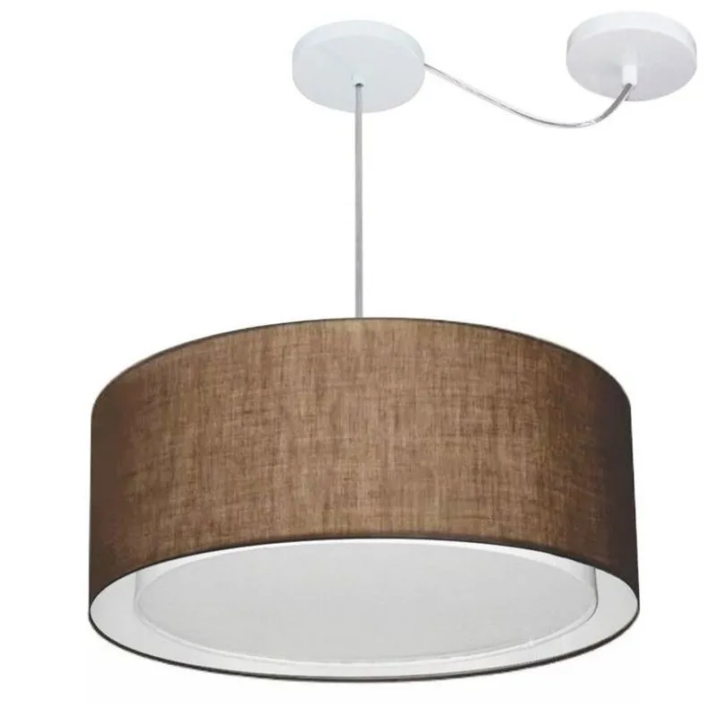 Lustre Pendente Cilíndrico MD-4314 com Cúpula em Tecido 50X25CM, Desvio de Centro, Café Vivare Brasil Iluminação Lustre Pendente Cilíndrico MD-4314 Cúpula em Tecido 50X25CM Desvio de Centro Café Vivare Brasil
