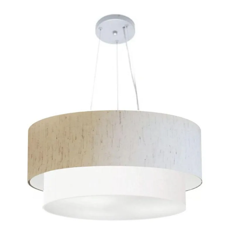 Lustre Duplo Cilíndrico Md-4082 60x50cm Bivolt Bege Branco - Vivare Brasil Iluminação