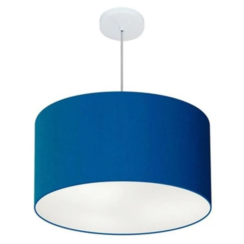 Lustre Pendente Cilíndrico 60x30cm Azul Marinho Bivolt