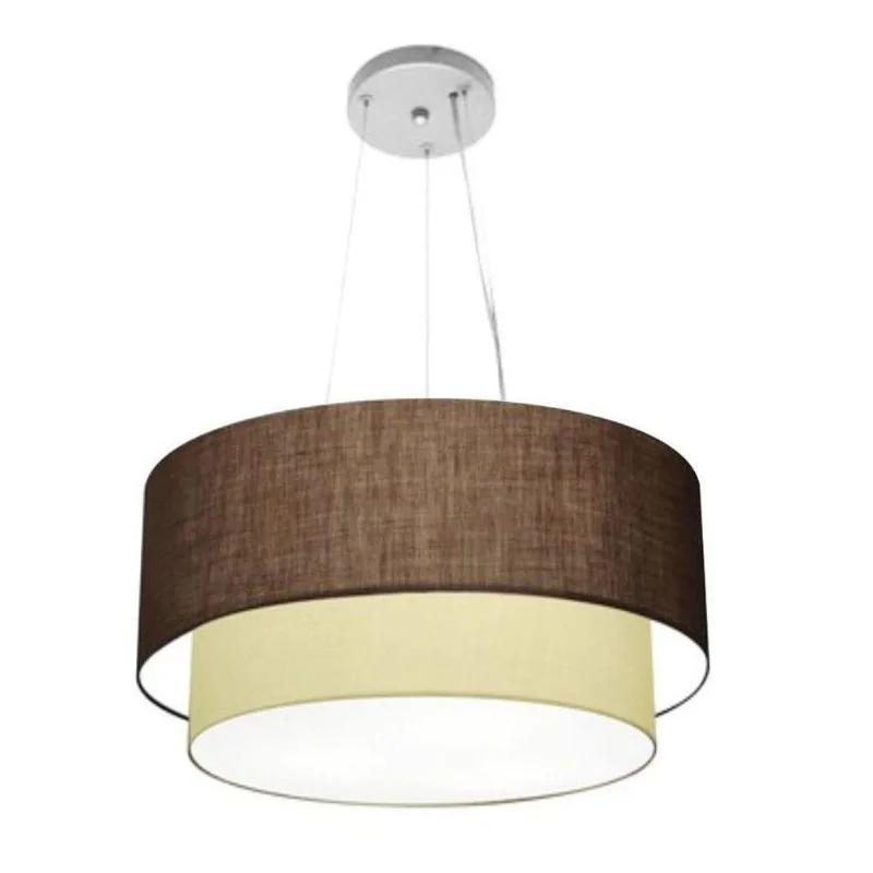 Lustre Duplo Cilíndrico Md-4061 50x40cm Bivolt Café Bege - Vivare Brasil Iluminação