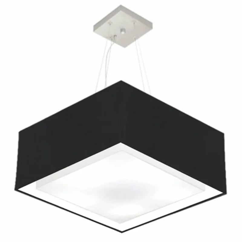 Lustre Pendente Duplo Quadrado 30/70x70cm Preto Bivolt