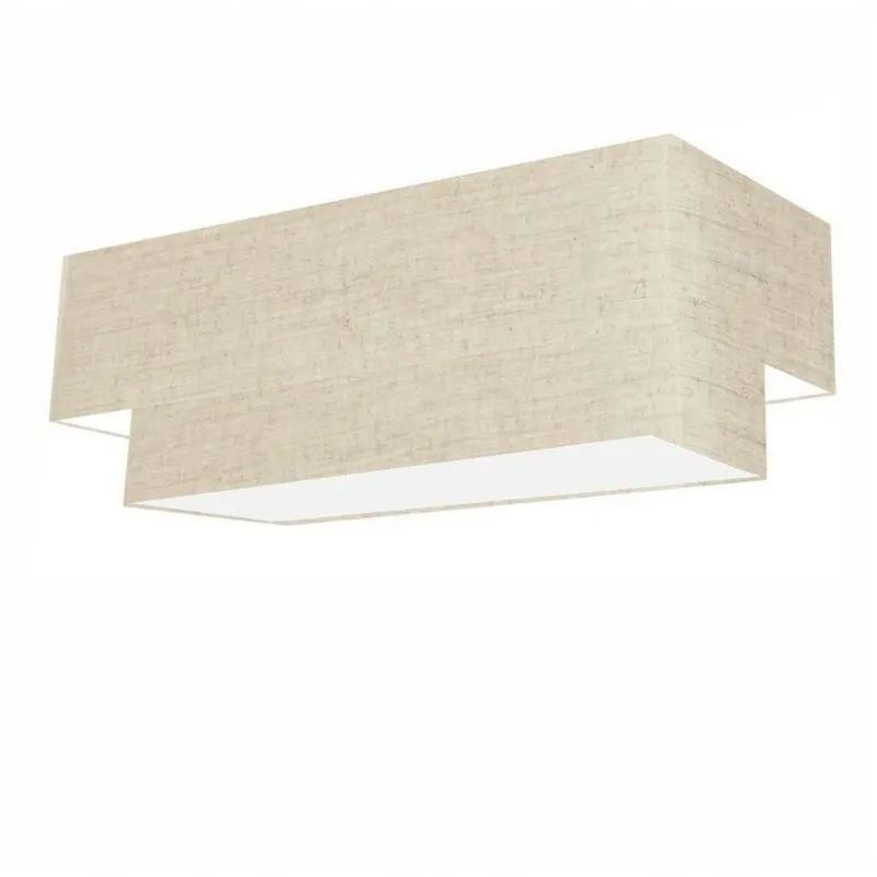 Plafon Duplo Retangular Vivare Md-3044 Cúpula Em Tecido Bivolt Rustico-bege 127/220v