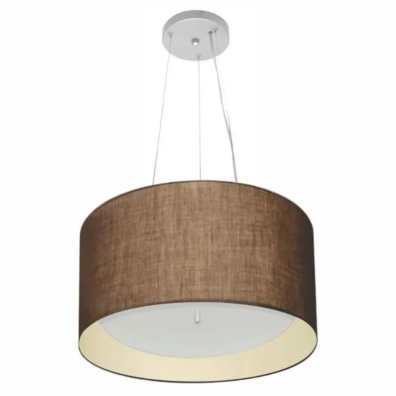 Lustre Pendente Cilíndrico Md-4319 40x25cm Café Bege Bivolt