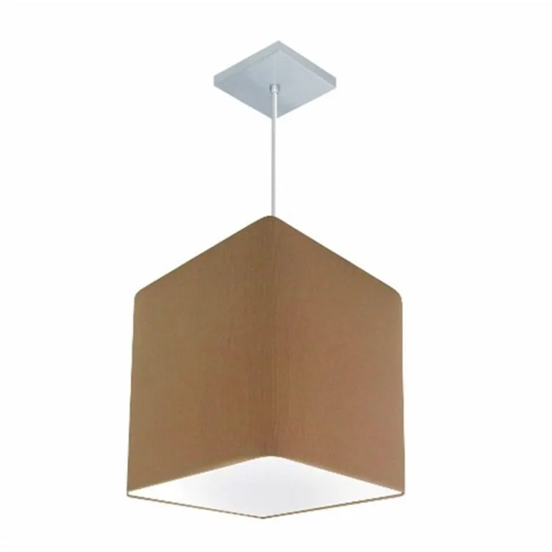 Lustre Pendente Quadrado Md-4051 31/25x25cm Palha Bivolt