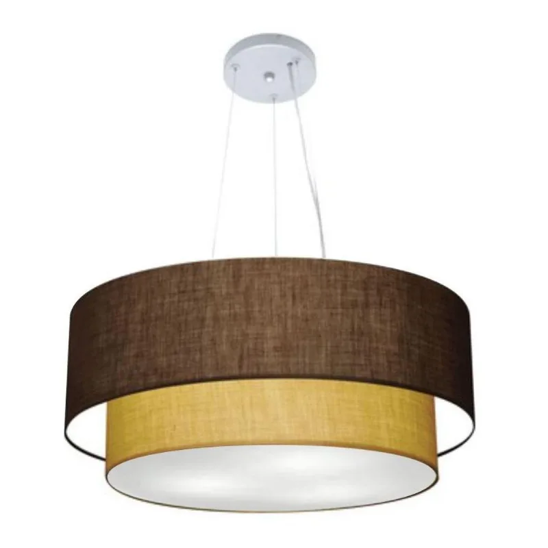 Lustre Duplo Cilíndrico Md-4082 60x50cm Bivolt Café Palha - Vivare Brasil Iluminação