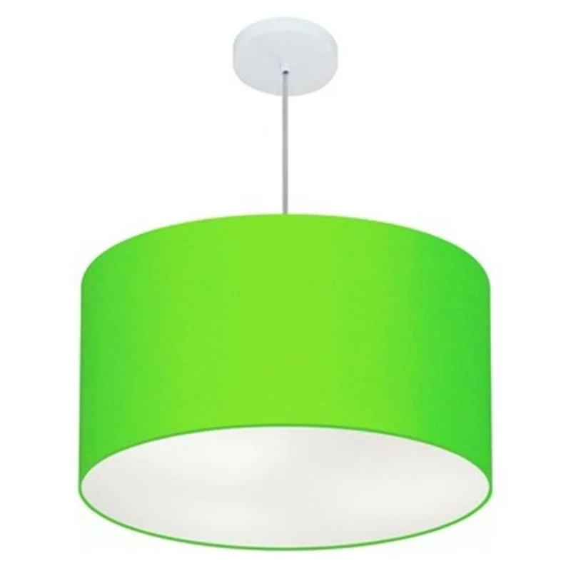 Lustre Pendente Cilíndrico 60x30cm Verde Limão Bivolt