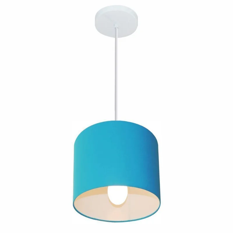 Kit 3 Pendente Cilíndrico 18x18cm Azul Turquesa Bivolt - Vivare Brasil Iluminação
