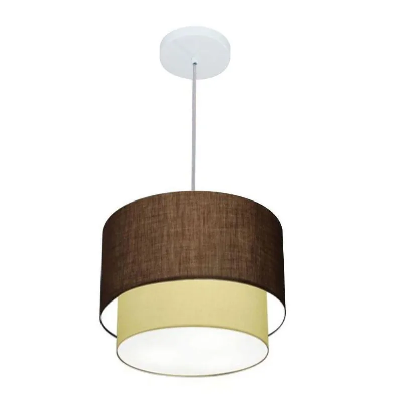 Lustre Duplo Cilíndrico Md-4161 30x25cm Café Bege Bivolt - Vivare Brasil Iluminação