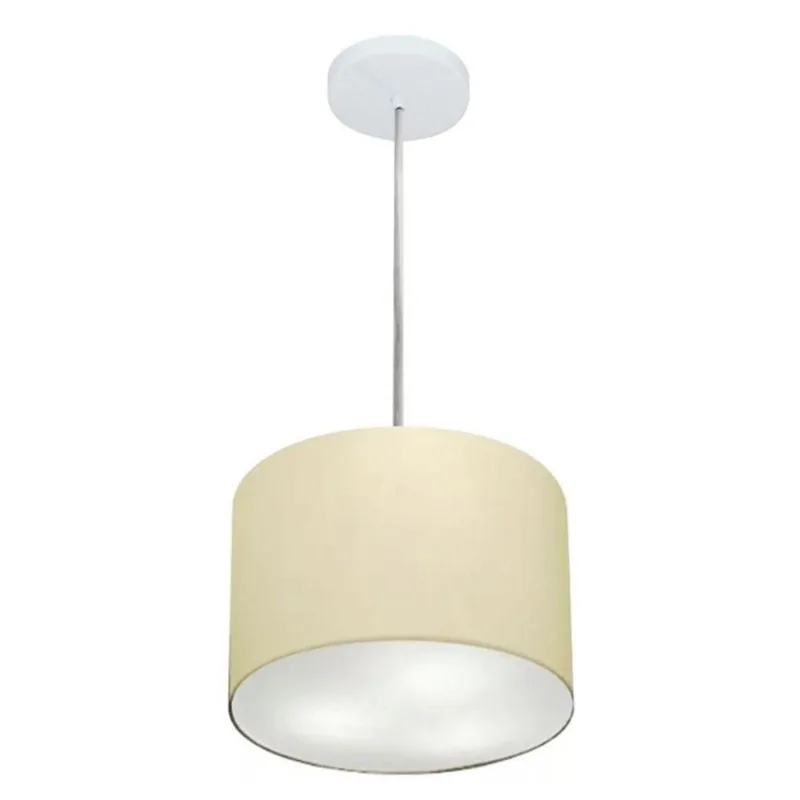 Lustre Pendente Cilíndrico Md-4209 25x25 Algodão Crú Bivolt