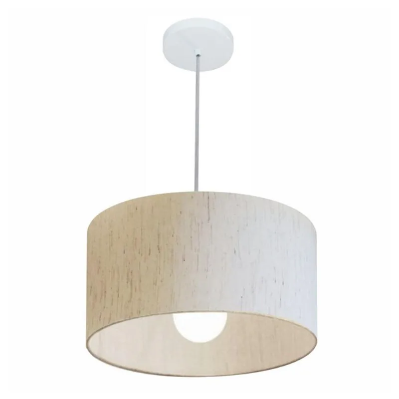 Lustre Pendente Cilíndrico Md-4031 40x21cm Linho Bege Bivolt - Vivare Brasil Iluminação