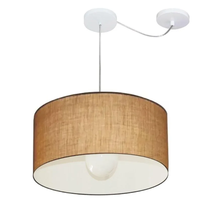 Lustre Cilíndrico com Desvio Md-4228 45x25cm Palha Bivolt - Vivare Brasil Iluminação