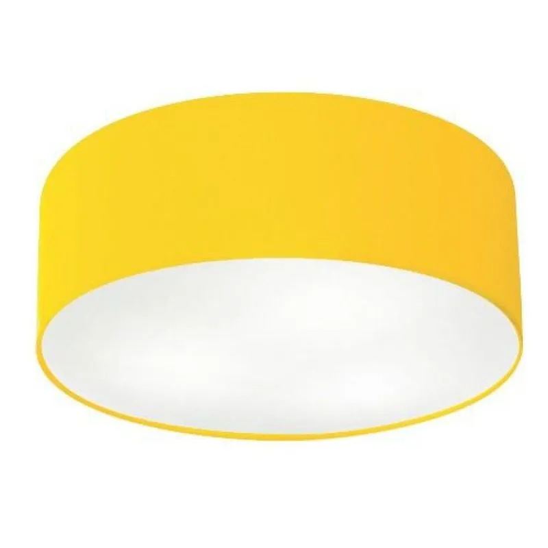 Plafon Cilíndrico Cúpula em Tecido 60x15cm Amarelo Bivolt