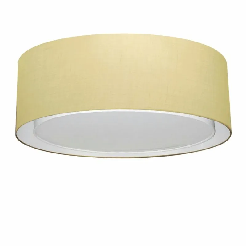 Plafon Duplo Cilíndrico Md-3037 Cúpula Em Tecido 60x25cm Algodão Crú - Bivolt