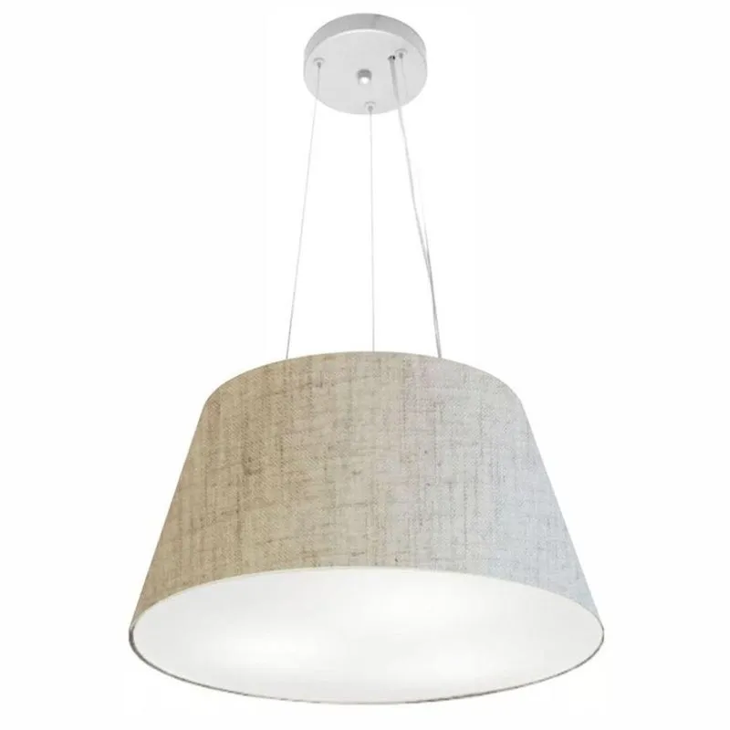 Lustre Pendente Cone MD-4001 Cúpula em Tecido Fio Ajustável Bivolt Rústico Bege Vivare Brasil