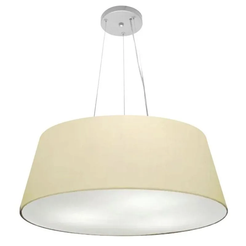Lustre Pendente Cone MD-4002 Com Cúpula Em Tecido Grande Algodão Cru Vivare Brasil Iluminação