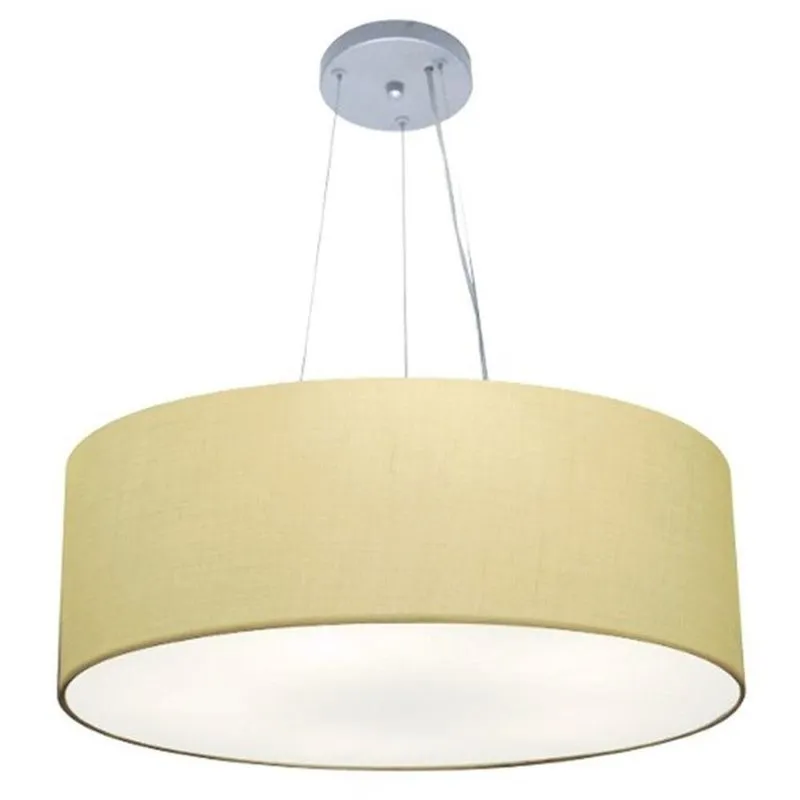 Lustre Pendente Cilíndrico MD-4070 Cúpula Em Tecido Algodão Cru 80x30cm Bivolt Bege Vivare Brasil