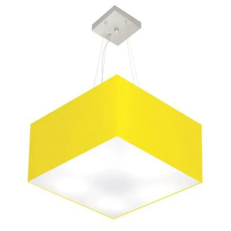 Lustre Pendente Quadrado Md-4075 30/50x50cm Amarelo Bivolt