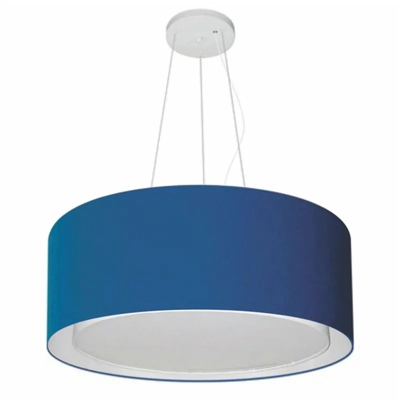 Lustre Pendente Cilíndrico Duplo Md-4124 Cúpula em Tecido 50x25cm Azul Marinho - Bivolt