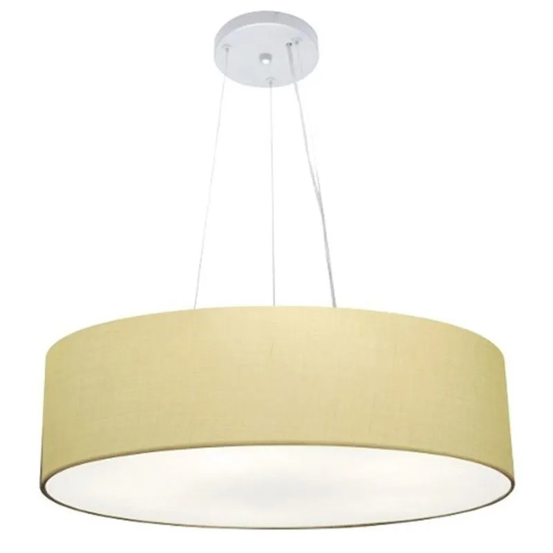 Lustre Pendente Cilíndrico MD-4136 Cúpula Tecido Algodão Cru 80x15cm Bivolt Prata Vivare Brasil