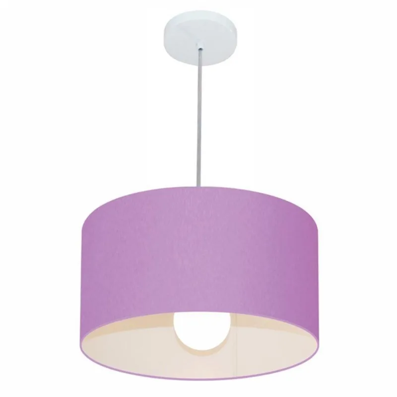 Kit 6 Lustre Pendente Cilíndrico 40x21cm Lilás Bivolt - Vivare Brasil Iluminação