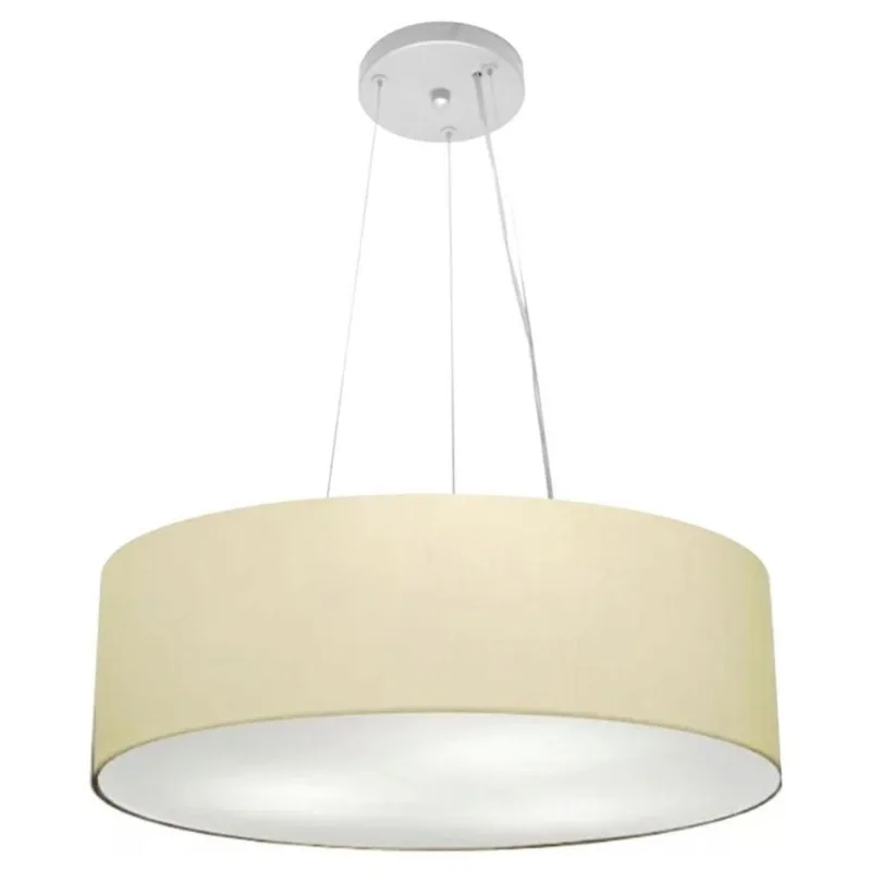 Kit 4 Lustre Cilíndrico Md-4134 50x15cm Algodão Crú Bivolt - Vivare Brasil Iluminação