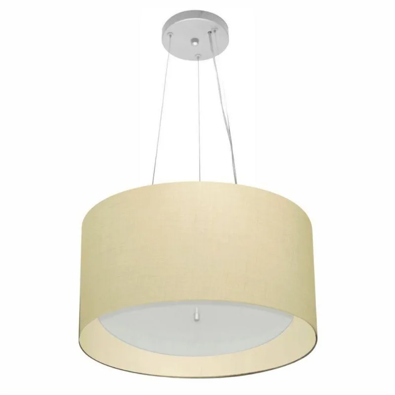 Lustre Pendente Cilíndrico Md-4319 40x25 Algodão Crú Bivolt