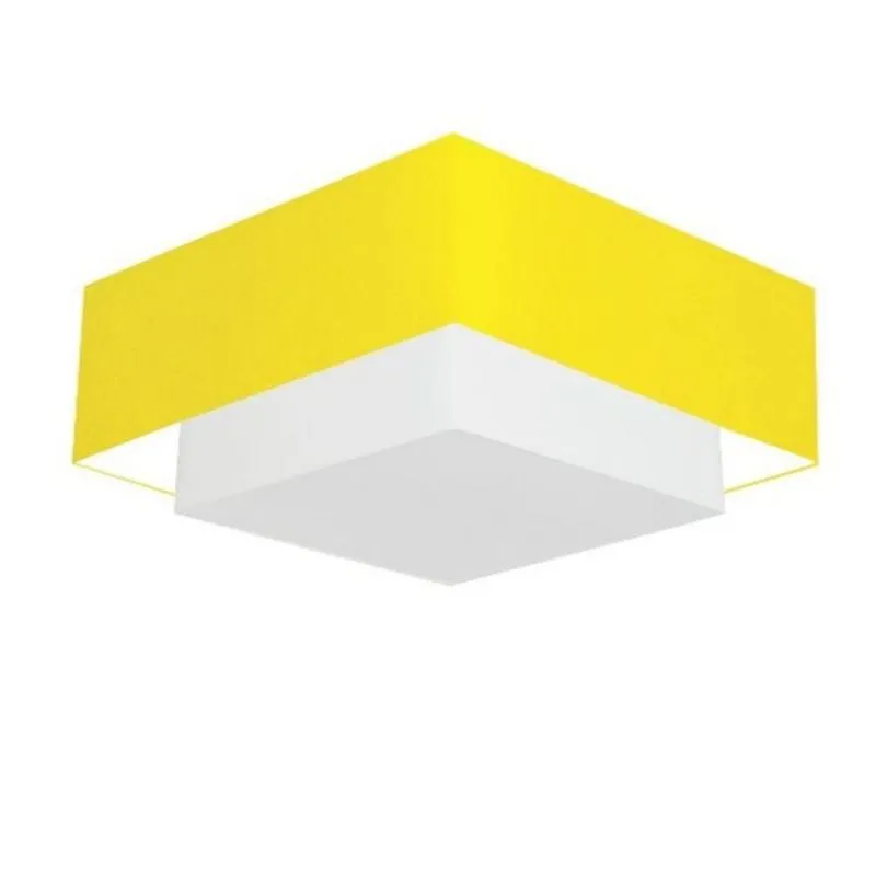 Plafon Duplo Quadrado 25/50x35cm Amarelo Branco Bivolt