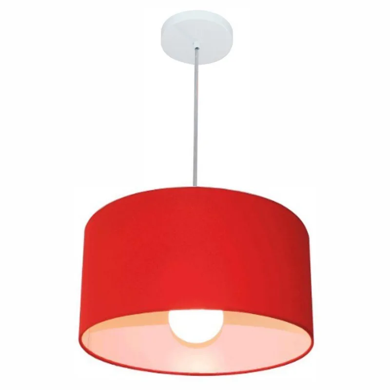 Kit 6 Lustre Pendente Cilíndrico 40x21cm Vermelho Bivolt - Vivare Brasil Iluminação