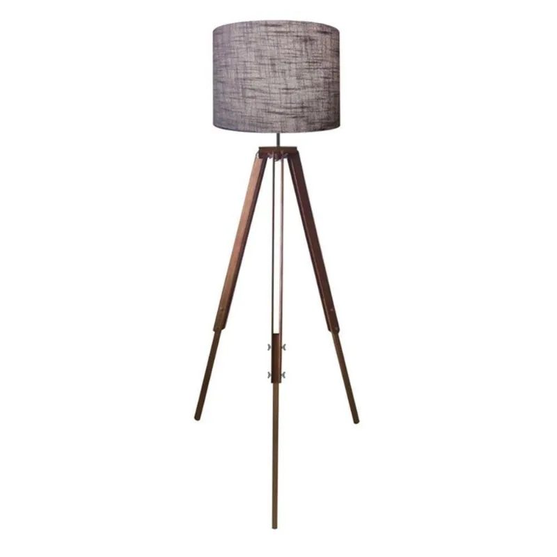 Luminaria Chão Tripe Madeira Md-2018 40x30cm Cinza Bivolt - Vivare Brasil Iluminação