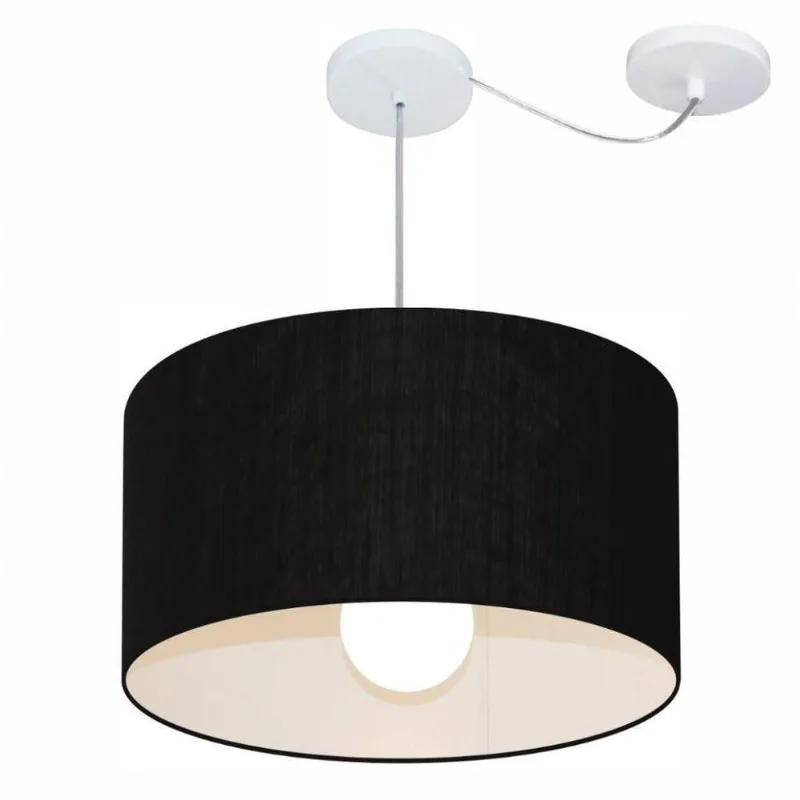 Lustre Cilíndrico com Desvio Md-4231 50x30cm Preto Bivolt - Vivare Brasil Iluminação
