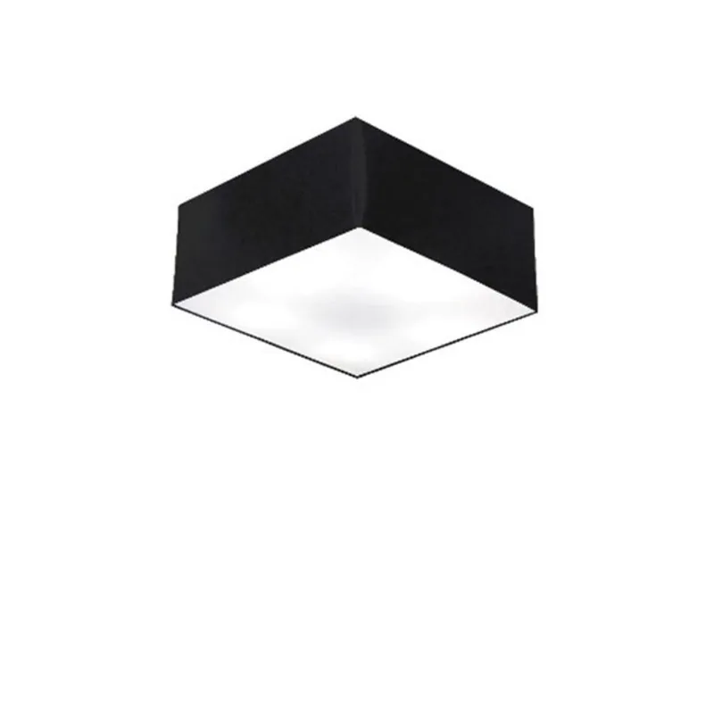 Plafon Quadrado Cúpula em Tecido 12/25x25cm Preto Bivolt