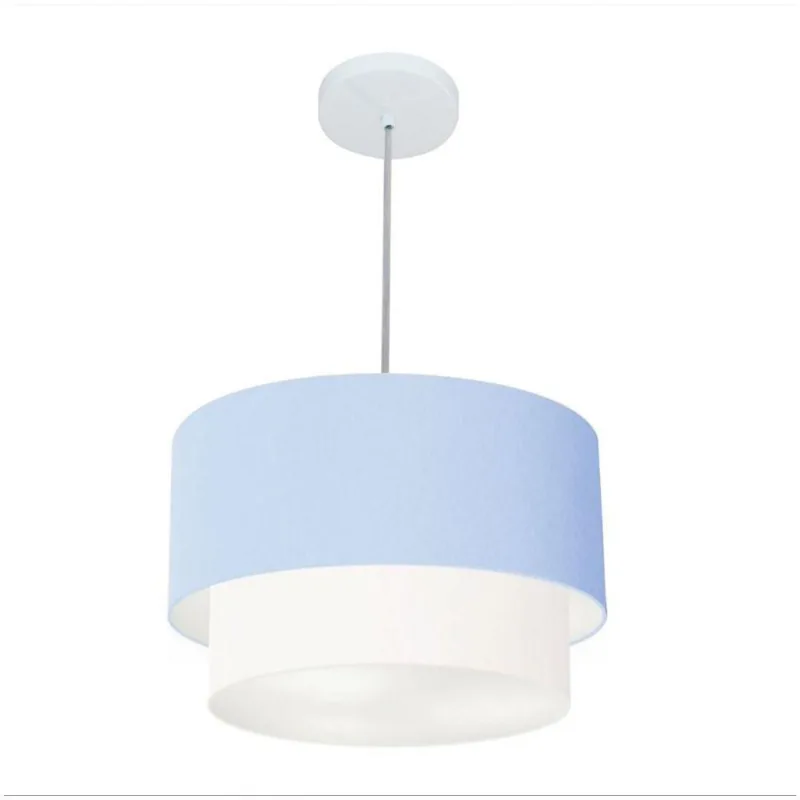 Lustre Duplo Cilíndrico Md-4350 45x40cm Bivolt Azul Branco - Vivare Brasil Iluminação