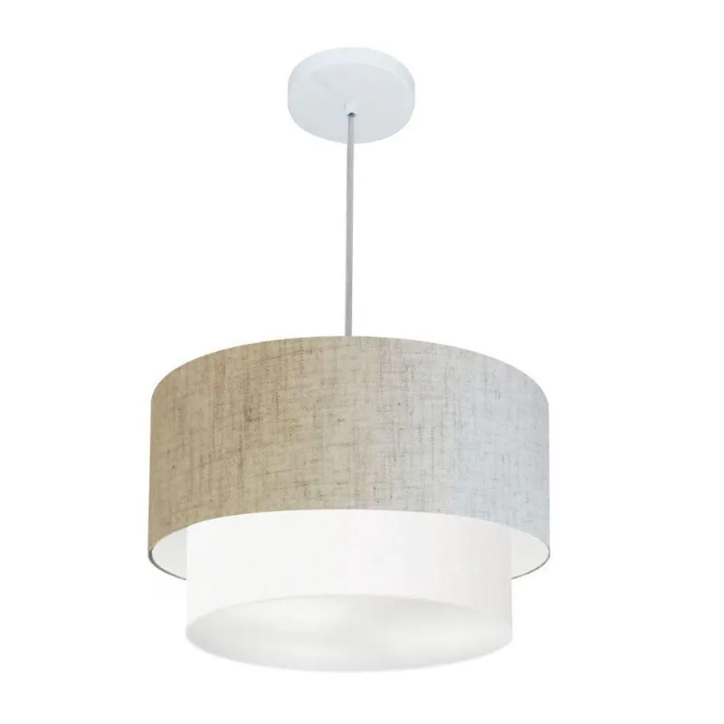 Lustre Duplo Cilíndrico Md-4354 45x40cm Bivolt Bege Branco - Vivare Brasil Iluminação