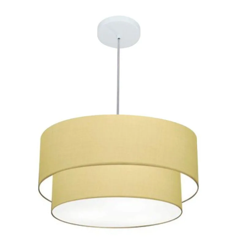 Lustre Duplo Cilíndrico Md-4351 50x40cm Algodão Crú Bivolt - Vivare Brasil Iluminação