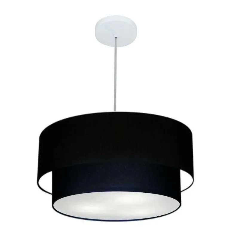 Lustre Duplo Cilíndrico Md-4351 50x40cm Preto Bivolt - Vivare Brasil Iluminação